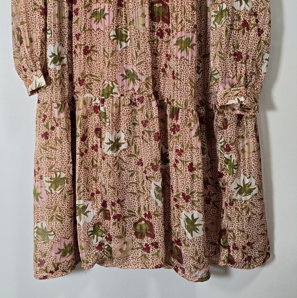 Vero Moda chiffon high neck long sleeves floral dress  color rust,burgundy - Picture 3 of 8